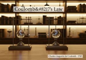 Appareil électrostatique antique démontrant la loi de Coulomb dans un laboratoire d'époque.