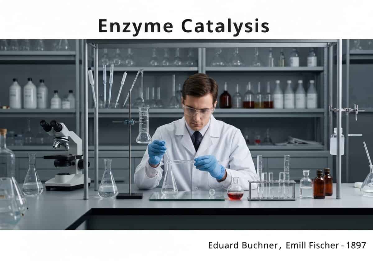 Biochemist conducting enzyme catalysis experiments in a laboratory.
