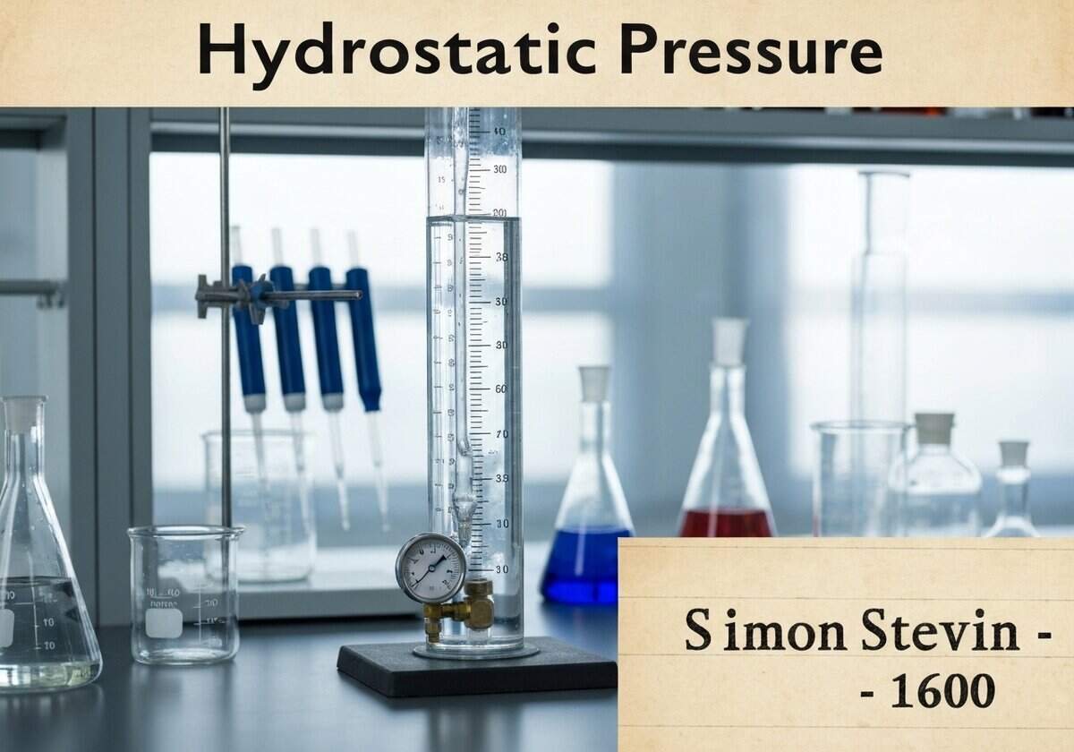 Fluid mechanics experiment demonstrating hydrostatic pressure in a laboratory setting.