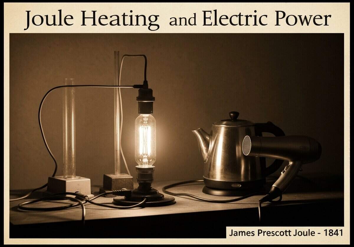 Demonstration of Joule heating in a vintage laboratory with electric appliances.