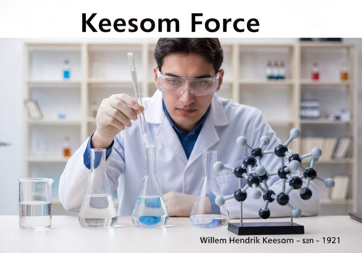 Laboratory experiment demonstrating Keesom force with polar liquids and molecular models.
