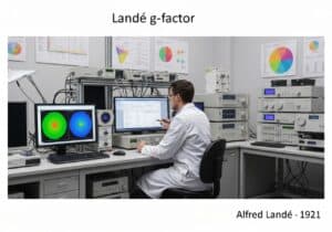 Laboratory scene with scientist analyzing spectrometer for quantum mechanics research.