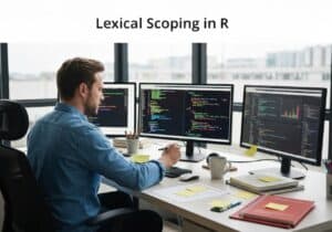 Computer programmer demonstrating lexical scoping in R programming language.