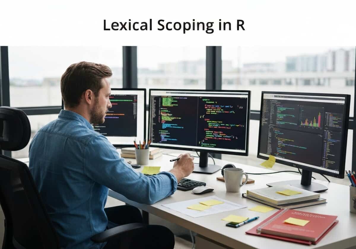 Computer programmer demonstrating lexical scoping in R programming language.