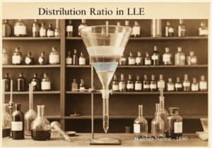 Configurazione dell'estrazione liquido-liquido che dimostra il rapporto di distribuzione nella chimica analitica.