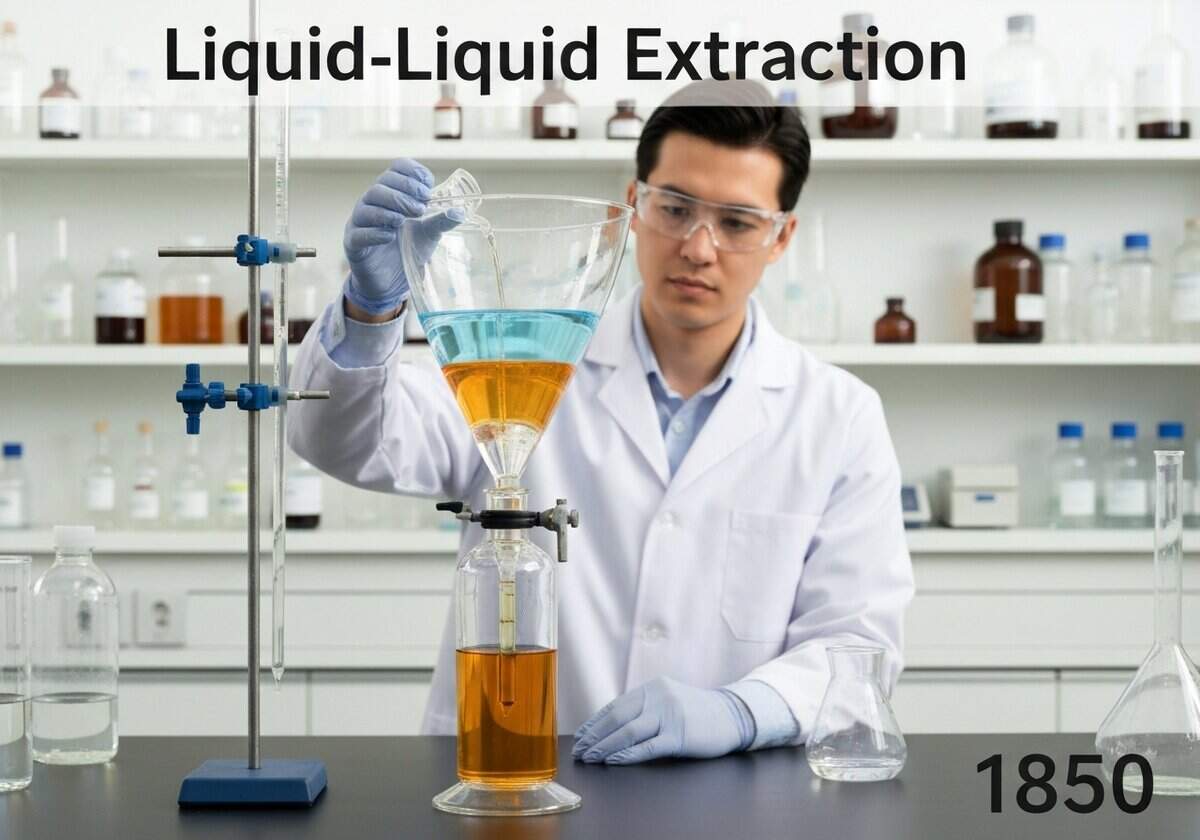 Liquid-liquid extraction apparatus in a chemical engineering laboratory.