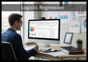 Statistician analyzing logistic regression data for medical and financial applications.