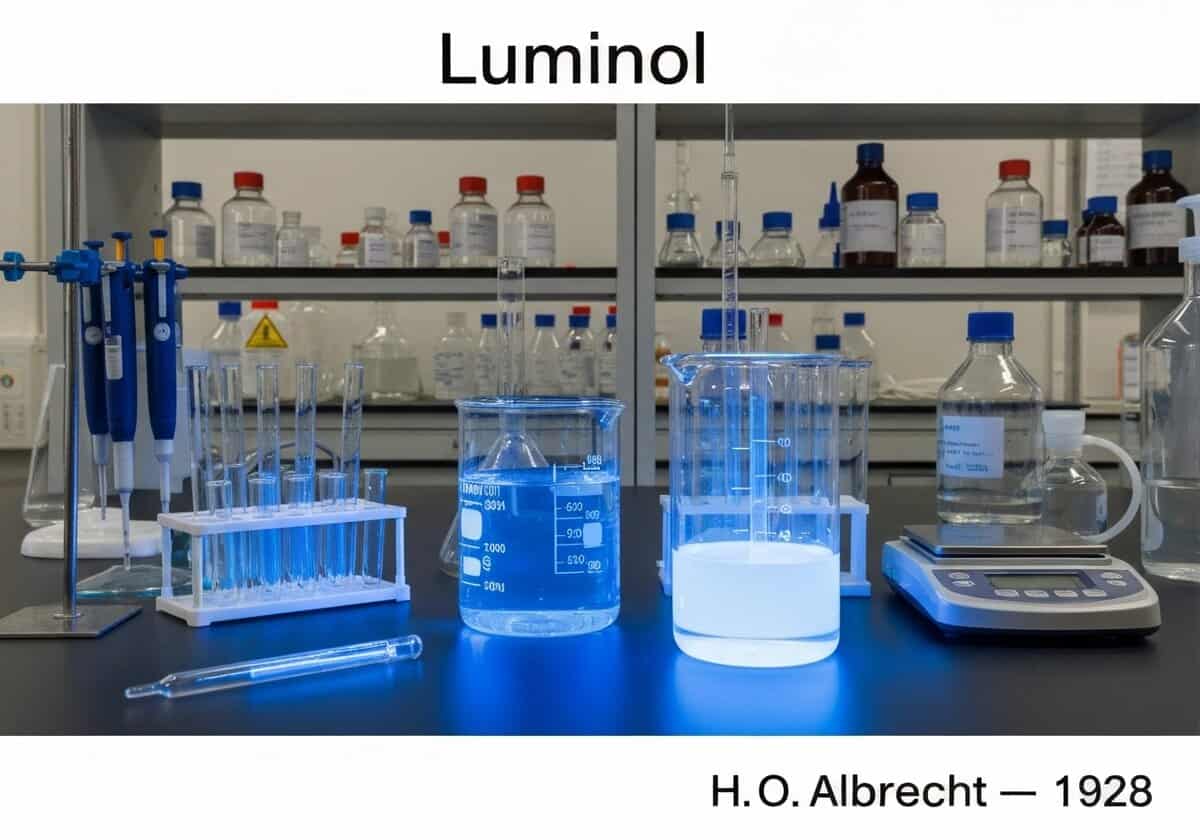 在分析化学中使用鲁米诺进行化学发光实验。.