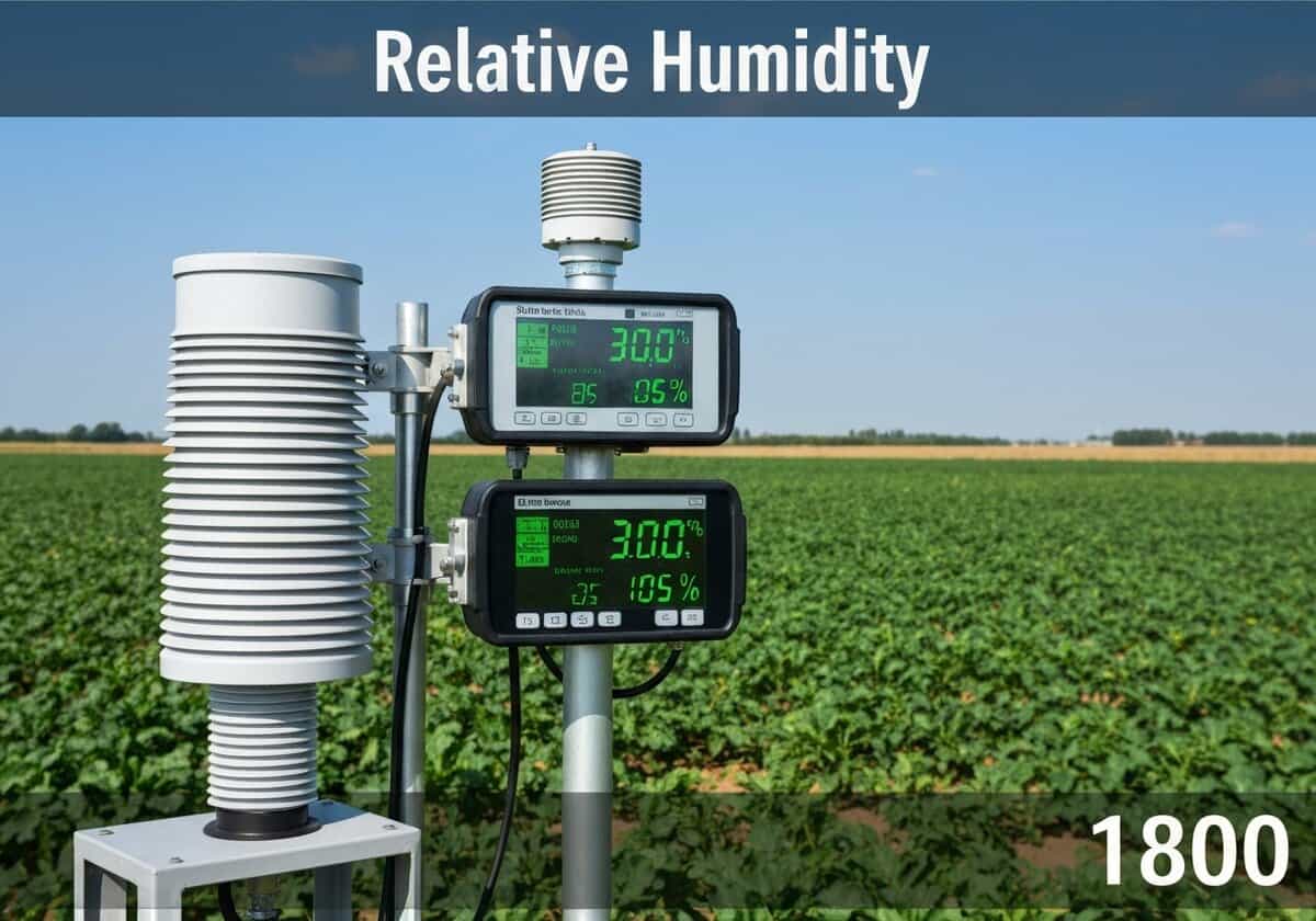 Stazione meteorologica che misura l'umidità relativa in agricoltura.