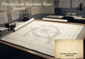 Mohr's circle diagram illustrating principal and maximum shear stresses in materials science.
