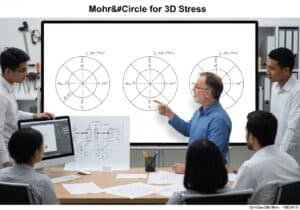 Mohr's circles analysis in continuum mechanics for stress evaluation.