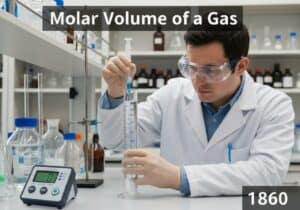 Laboratory setup for measuring molar volume of gas in physical chemistry experiments.