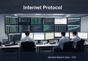 Network operations center showcasing Internet Protocol management and data routing.