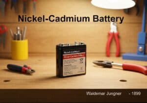 Batteria al nichel-cadmio che illustra le proprietà elettrochimiche e le applicazioni in elettronica.