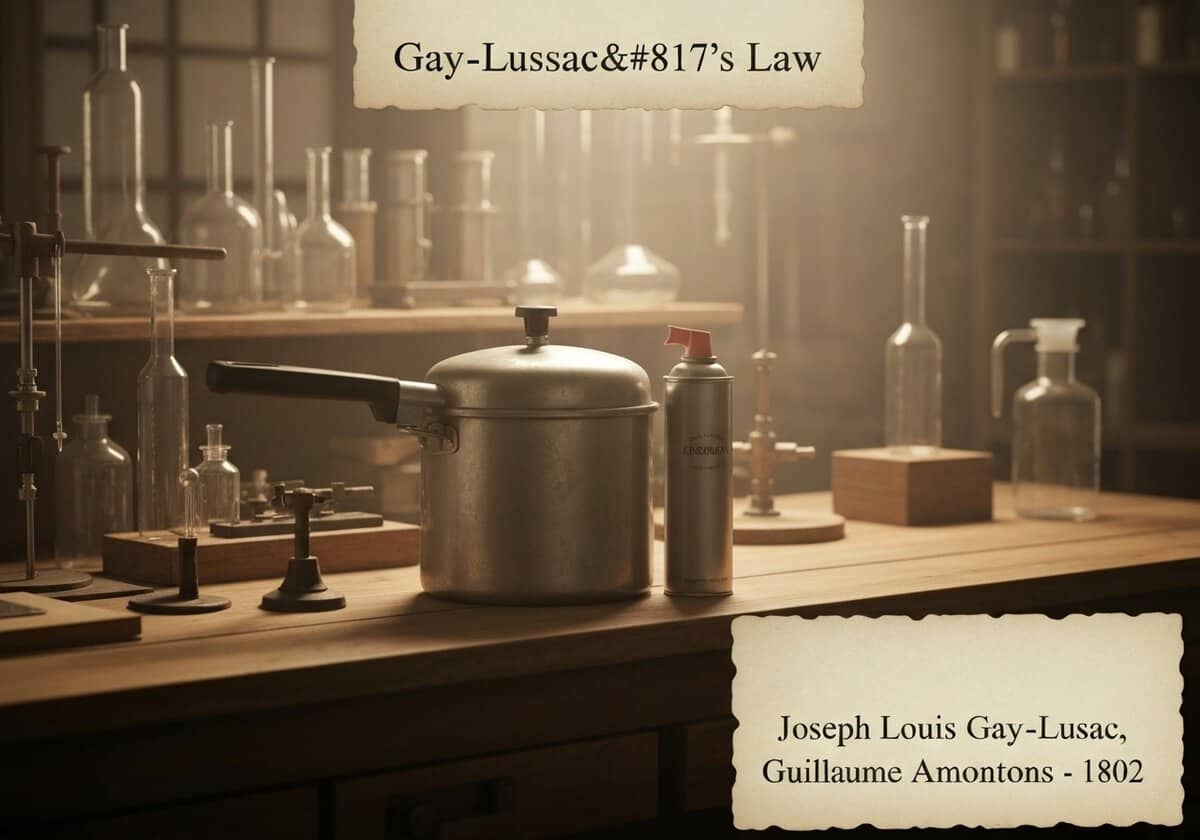 Pressure cooker and aerosol can illustrating Gay-Lussac's Law in thermodynamics.
