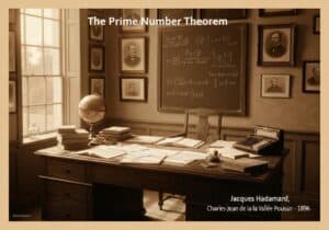 Vintage office with mathematical papers and antique calculator related to prime number theory.