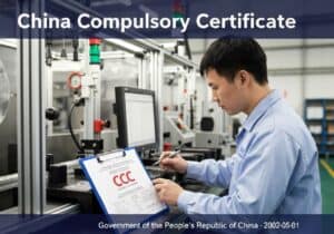 Quality control inspection in a manufacturing facility with China Compulsory Certificate.