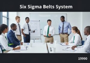 Corporate training session on Six Sigma Belts System with professionals engaged in process improvement.