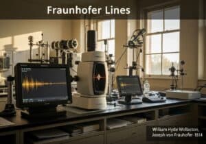 Solar spectrum analysis setup revealing Fraunhofer lines in stellar physics.