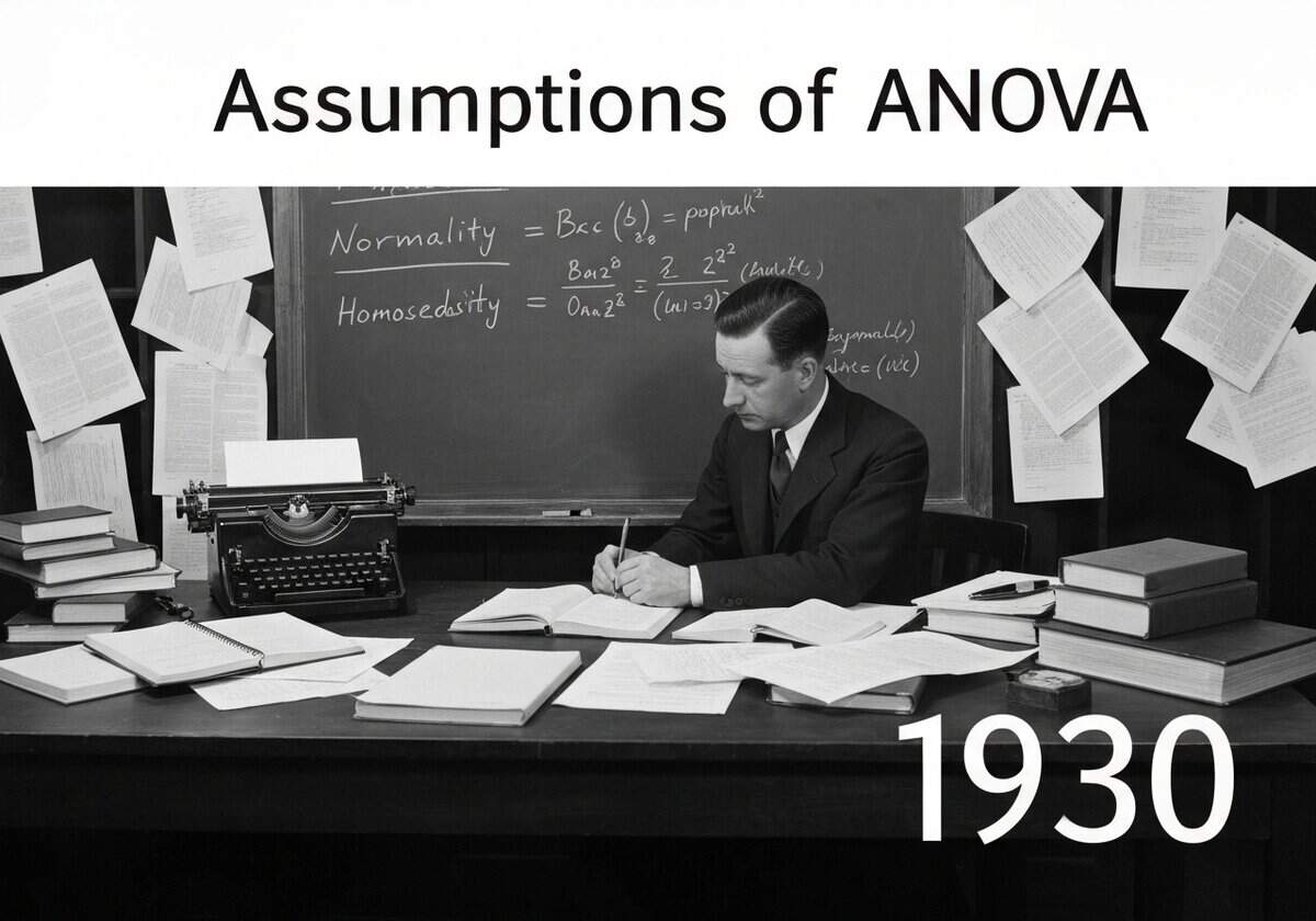 Estadístico que valida los supuestos de ANOVA en una oficina de los años 30.