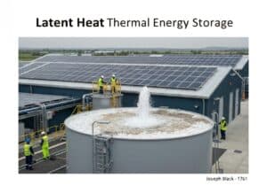 Instalação de armazenamento de energia térmica que utiliza materiais de mudança de fase para regulação de energia.
