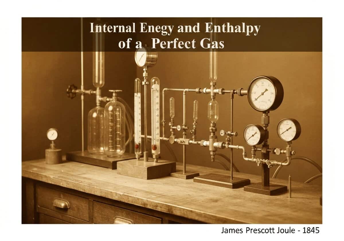Laboratory apparatus for measuring internal energy and enthalpy of a perfect gas in thermodynamics.