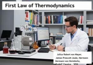Laboratory experiment demonstrating the First Law of Thermodynamics with a heat engine setup.