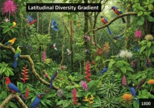 Forêt tropicale humide présentant une grande biodiversité, essentielle pour les études biogéographiques.