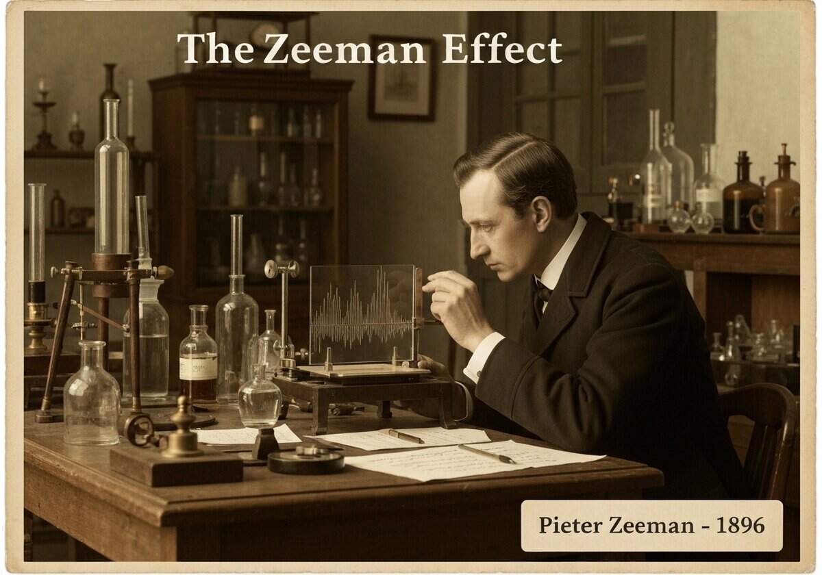 Spectroscopy experiment illustrating the Zeeman effect in atomic physics.