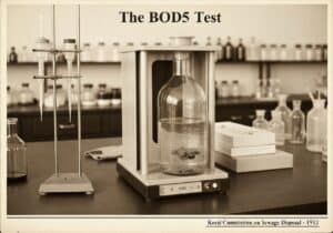 BOD5 test setup in a laboratory for water quality assessment.