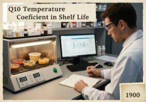 Laboratory analysis of Q10 temperature coefficient effects on food shelf life.