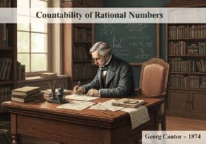 19th-century mathematician studying countability of rational numbers in an office.