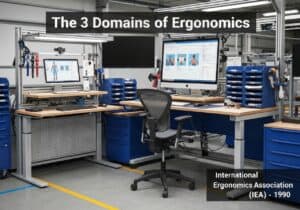 Diseño ergonómico de estaciones de trabajo que hace hincapié en la ergonomía física y cognitiva en la fabricación.