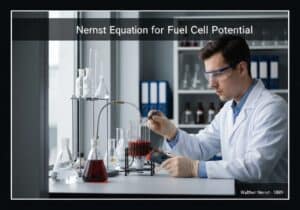 Fuel cell experiment in a laboratory demonstrating Nernst equation applications in electrochemistry.