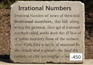 Stone tablet defining irrational numbers in pure mathematics and number theory.
