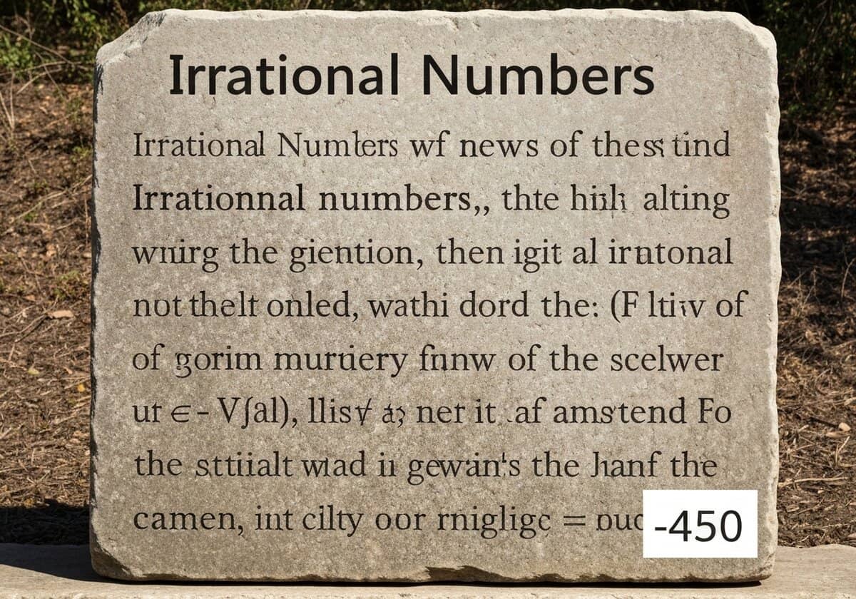 Steintafel, die irrationale Zahlen in der reinen Mathematik und Zahlentheorie definiert.