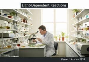 Cloroplasti in un ambiente di laboratorio che evidenziano le reazioni dipendenti dalla luce nella fisiologia delle piante.