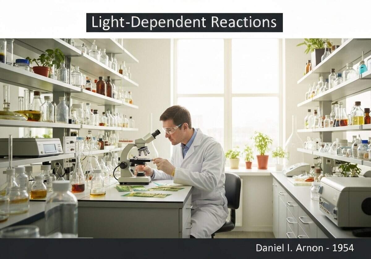 实验室环境中的叶绿体，突显植物生理学中依赖光照的反应。.