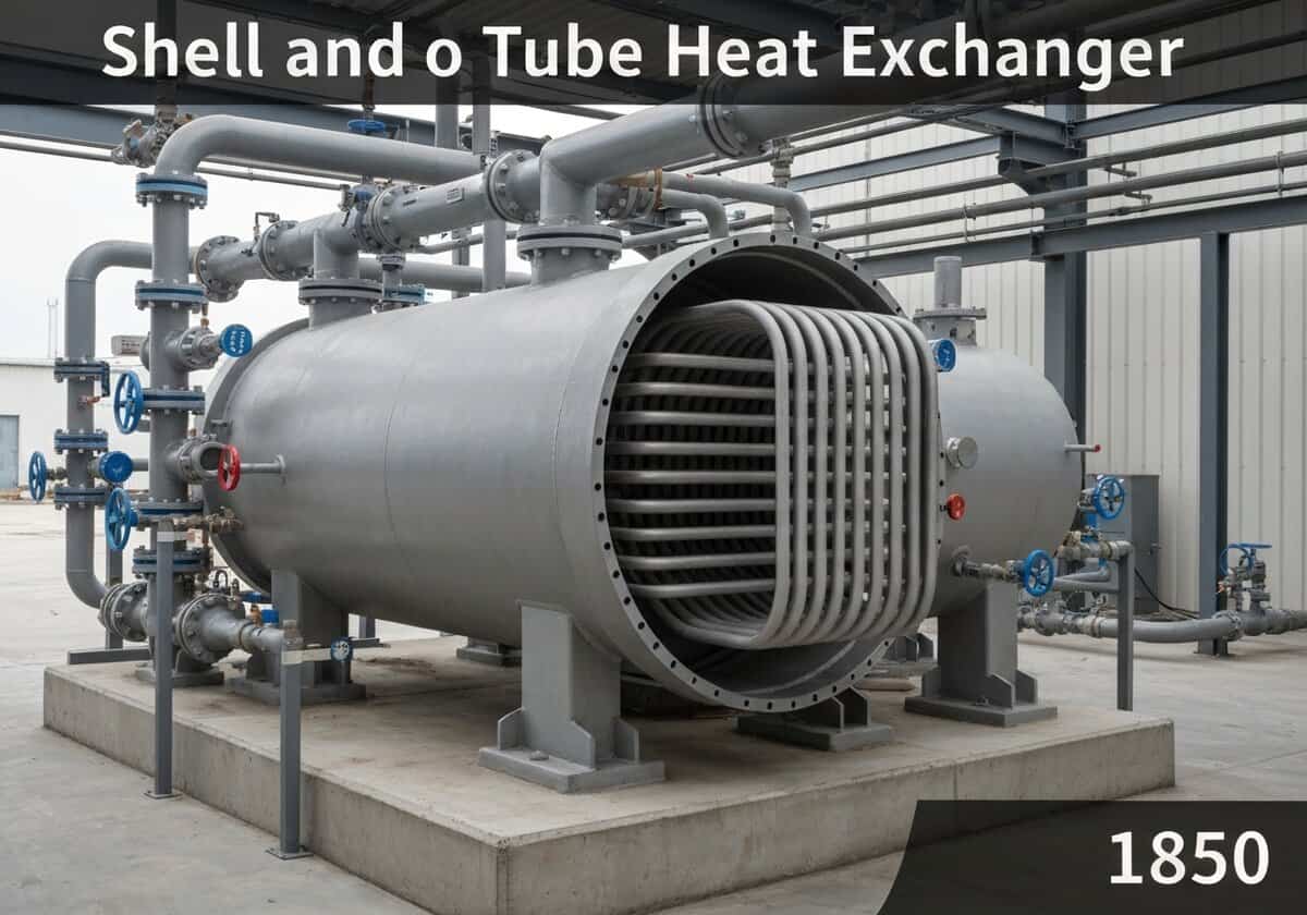 Intercambiador de calor de carcasa y tubos utilizado en ingeniería mecánica para aplicaciones de transferencia de calor.