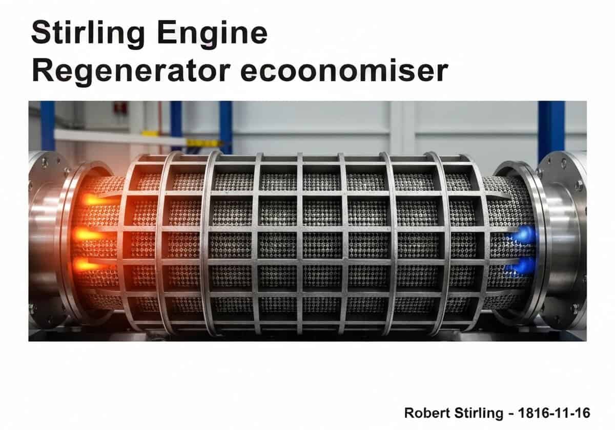 Regenerator matrix of a Stirling engine demonstrating thermal energy storage in thermodynamics.