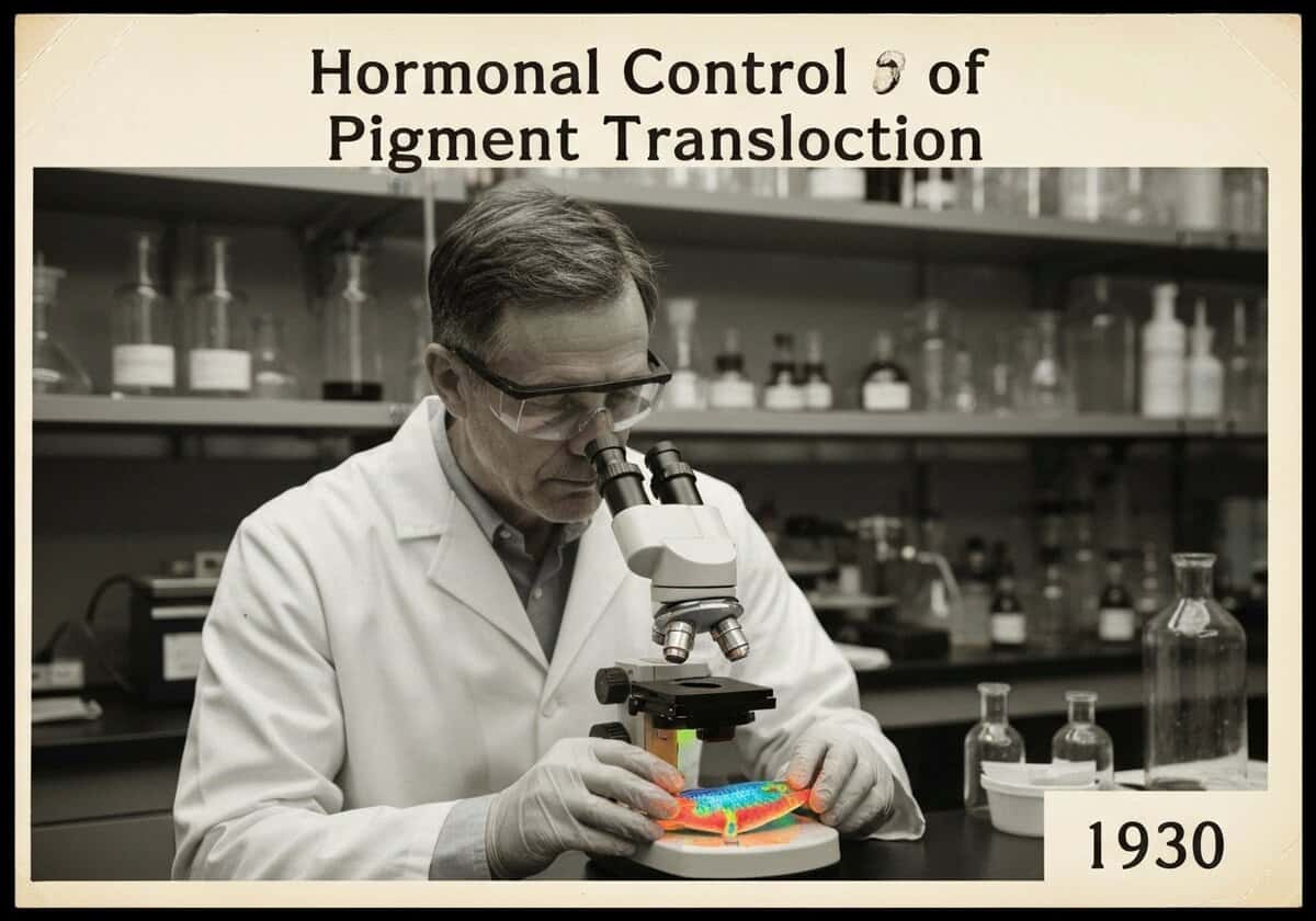 Chercheur examinant les chromatophores des vertébrés ectothermes pour la translocation hormonale des pigments.