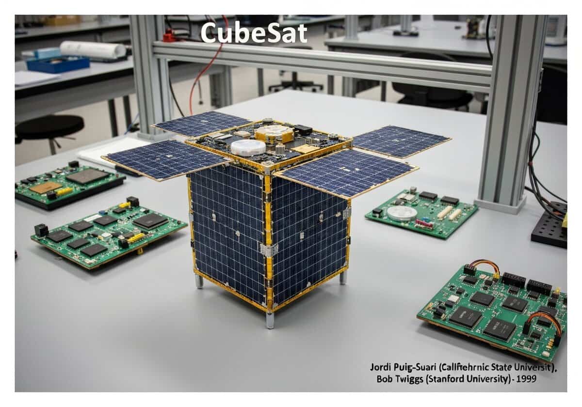 Progettazione di nanosatelliti CubeSat nel laboratorio di ingegneria aerospaziale.