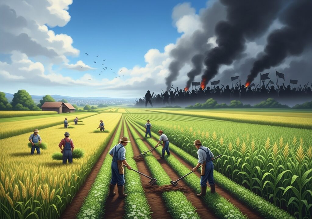Tension Amidst Tranquil Fields