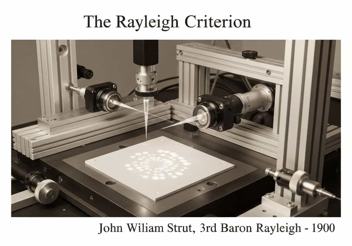Projection photolithography system illustrating the Rayleigh criterion in optics.