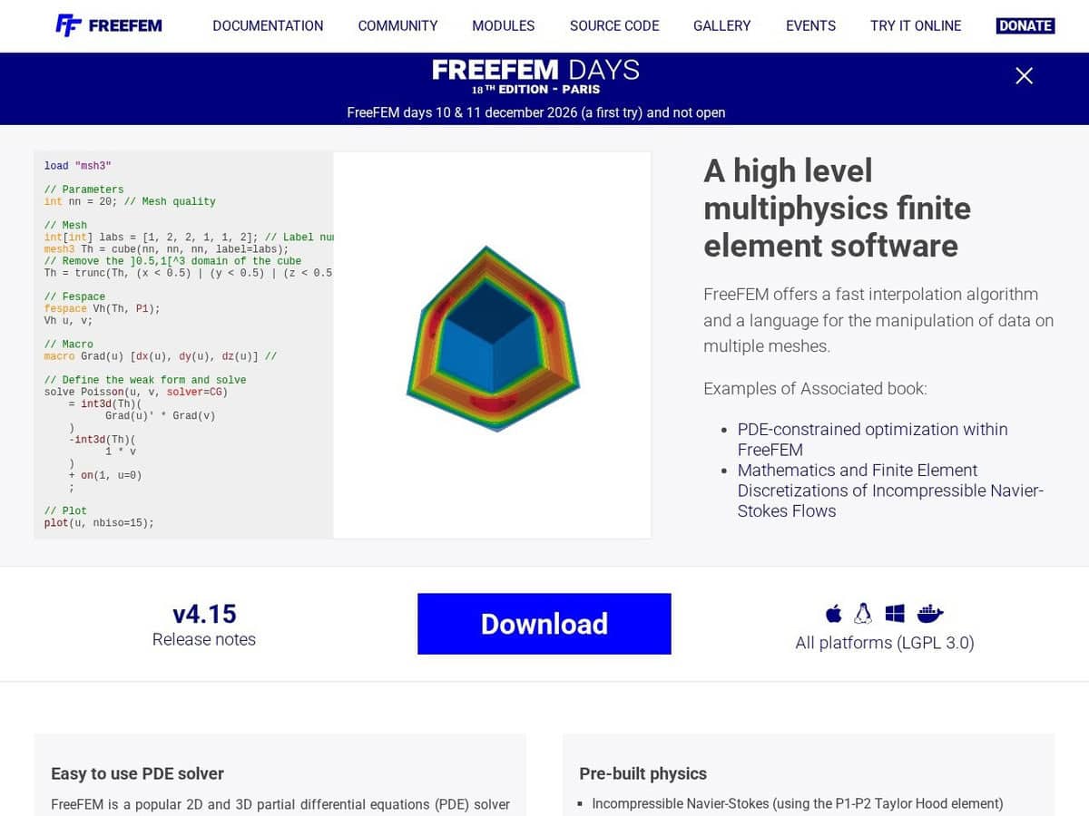 Free FEM to be installed or online