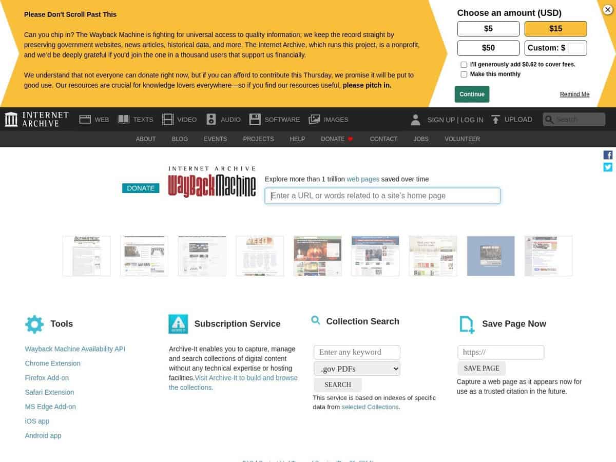 Archives Internet : Wayback Machine
