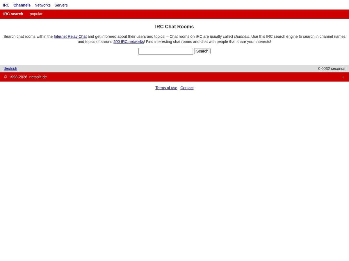 Busca de canais e tópicos do IRC