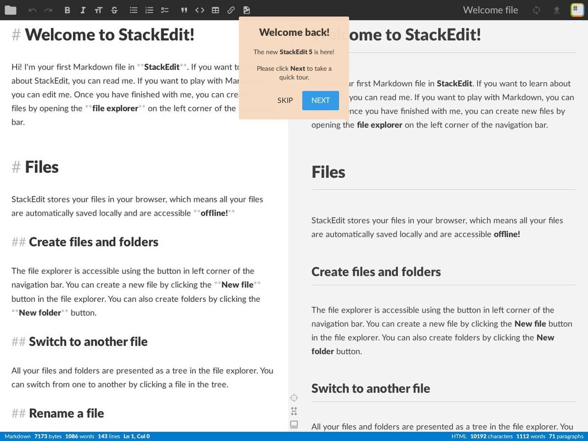 StackEdit Markdown 在线编辑器（及简单的客户端文字处理器）