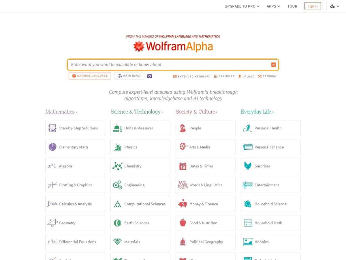 Wolfram Alpha Science Reference & Computational
