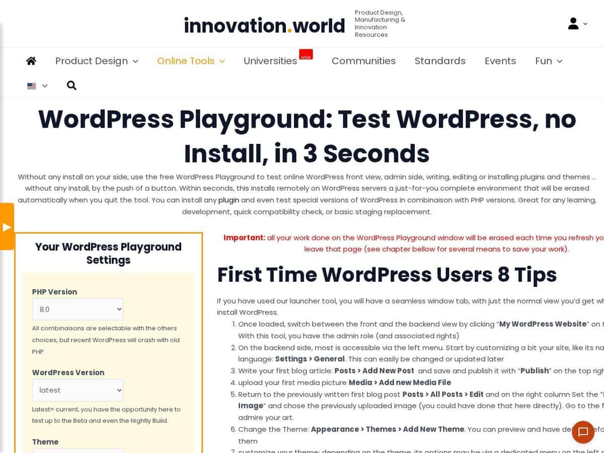Ambiente de testes do WordPress